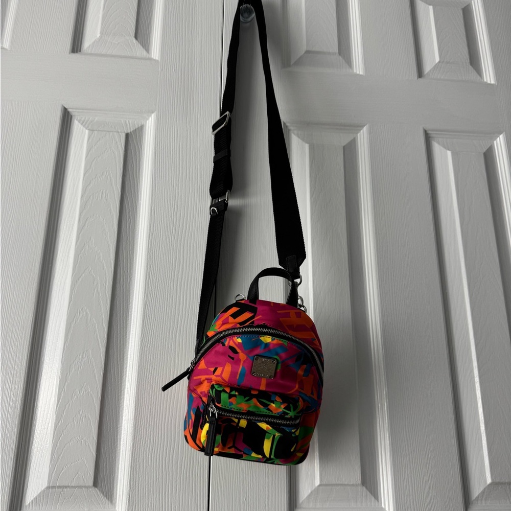 MCM Mini Backpack Crossbody Neon Abstract Graffiti Multicolor Luxury NWOT